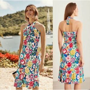 Boden Lilah Multiway Dress Size 6 Halter Strapless Smocked Back Colorful Floral